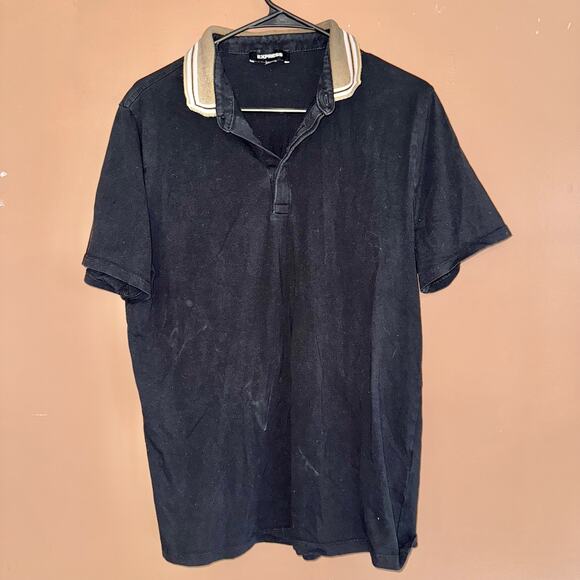 Express Men's Black & Brown Collared Polo - Size Medium - Picture 1 of 6
